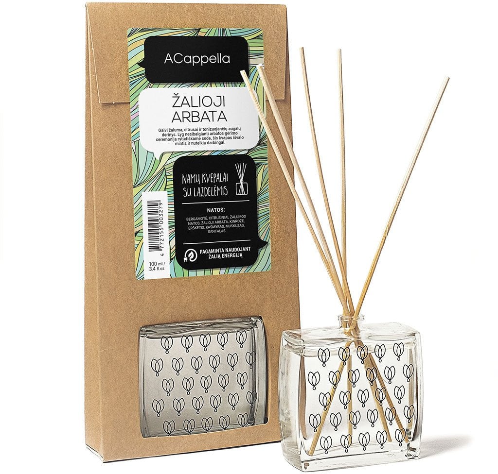 Namų kvapas su lazdelėmis ACappella Žalioji arbata, 100 ml