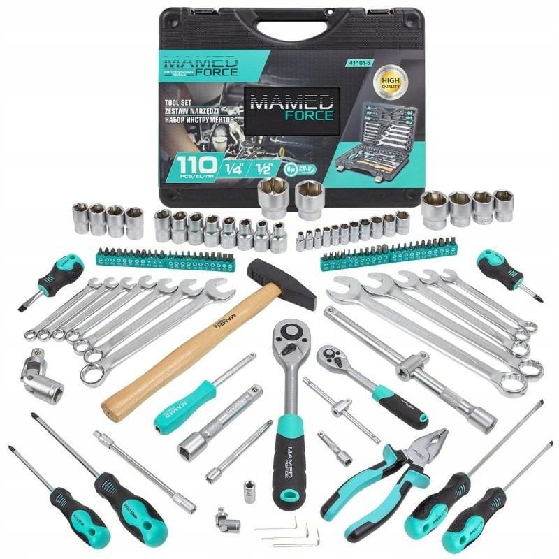 Zestaw narzędzi 110el. 1/4" i 1/2" (5-32mm) (6-kątnych)