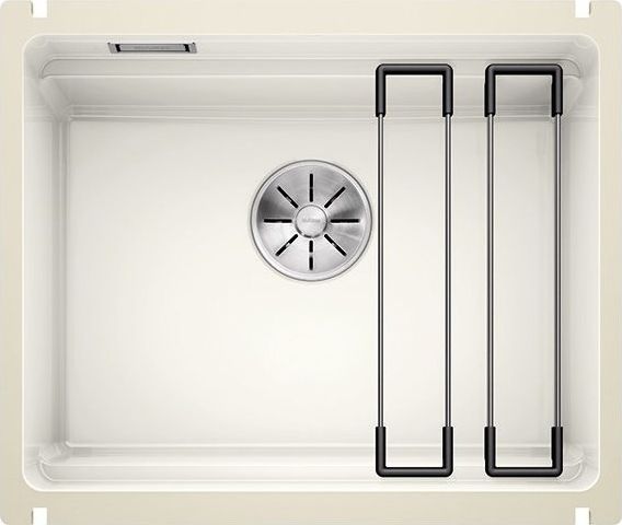 Zlewozmywak Blanco Etagon 500-U Ceramika PuraPlus biały połysk z korkiem InFino, szyny (525149)