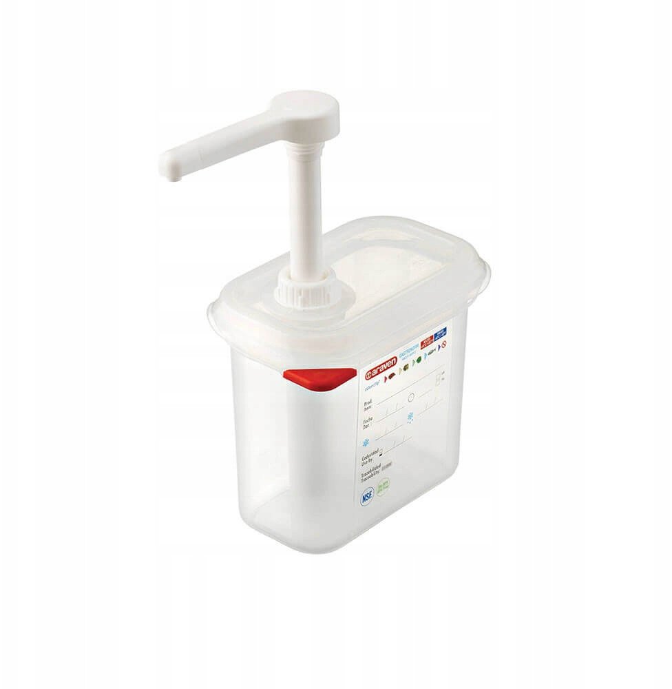 Dyspenser do sosów z pompką, pojemnik GN 1/9, porcja 10 ml | ARAVEN, 3785