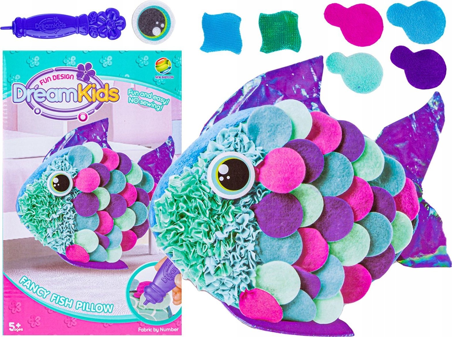 Kreatywny Zestaw Wyszywanka, Maskotka, Pluszak Do Szycia, Poduszka Do Ozdobienia RYBKA