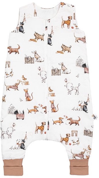 Śpiworek bawełniany, całoroczny z nogawkami dla dziecka- TOG 1,5 od 2 do 4 lat- Paryskie Pieski