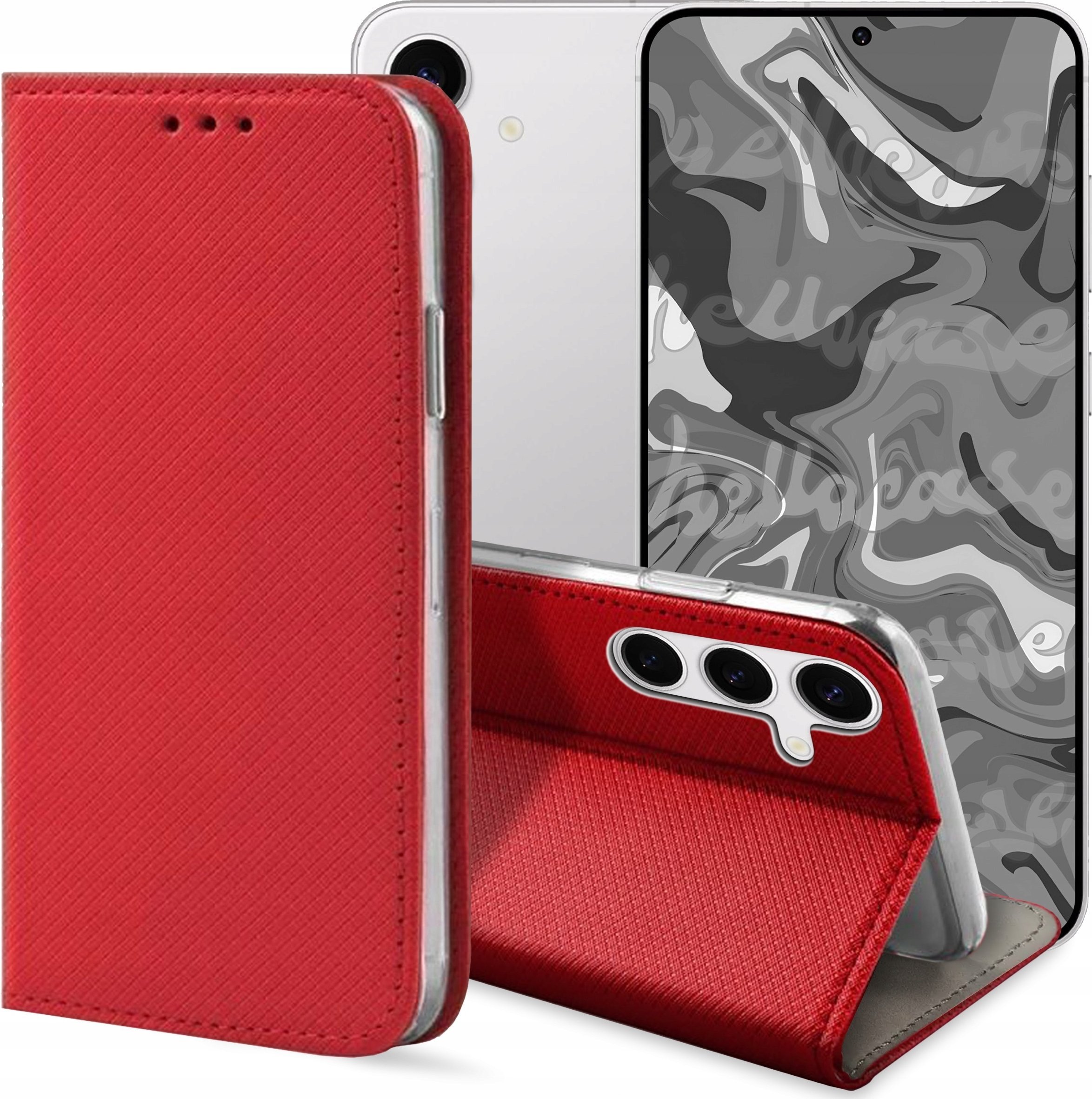 Hello Case ETUI Z KLAPKĄ DO Samsung Galaxy S24 Plus CZERWONE ZAMYKANE MAGNETYCZNE