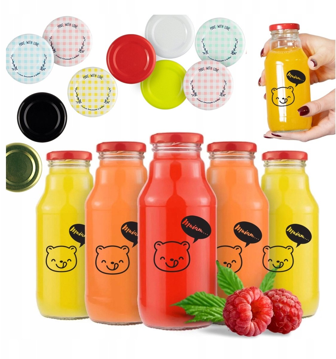 50x Butelka KUBUŚ 330ml z NADRUKIEM BUTELKI NA SOK SOKI SYROP WODĘ BUTELKI