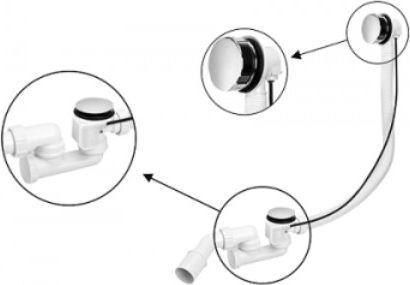 Syfon McAlpine Zestaw odpływowo-przelewowy z korkiem automatycznym chrom (HC31M-N1)