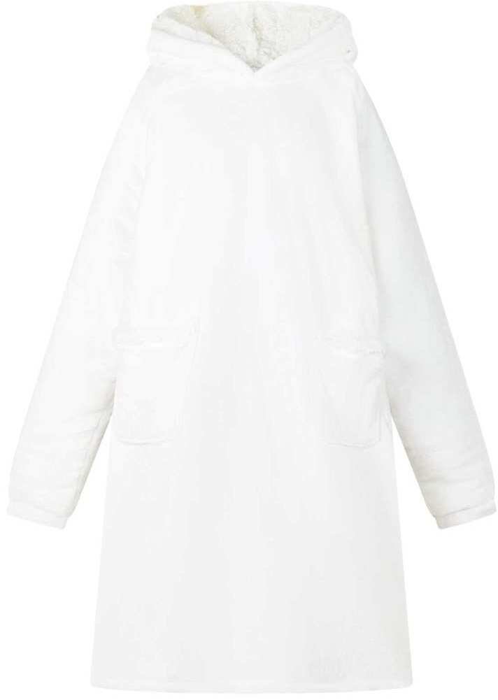 vidaXL Bluza-koc Biały m Fleece i Flanela