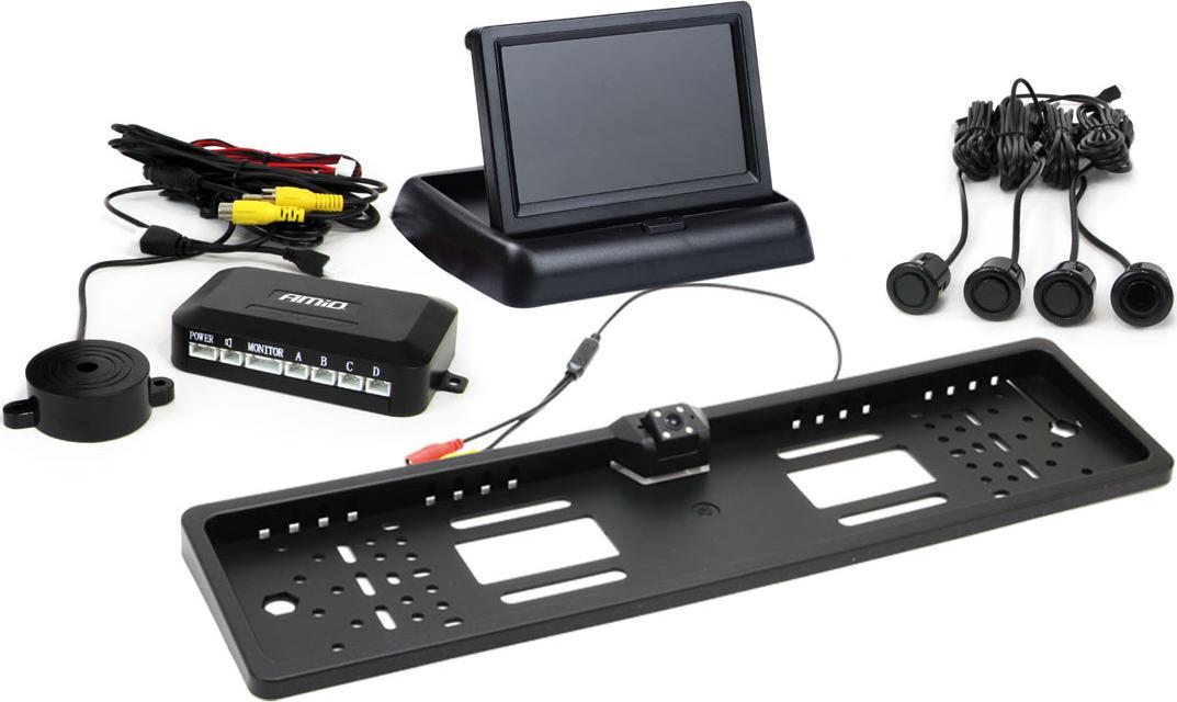 AMiO Zestaw czujników parkowania tft02 4,3" z kamerą hd-402-led 4 sensory czarne "gold"