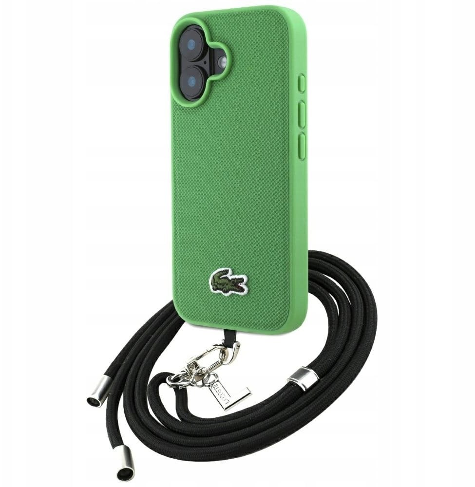 Etui Lacoste Iconic Petit Pique Crossbody Cord MagSafe do iPhone 16 Plus zielony