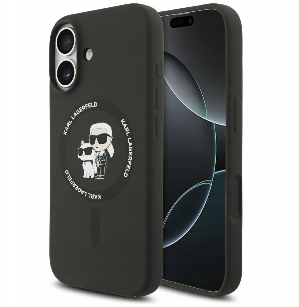 Etui Karl Lagerfeld Silicone Karl&Choupette Ring MagSafe do iPhone 17 czarny