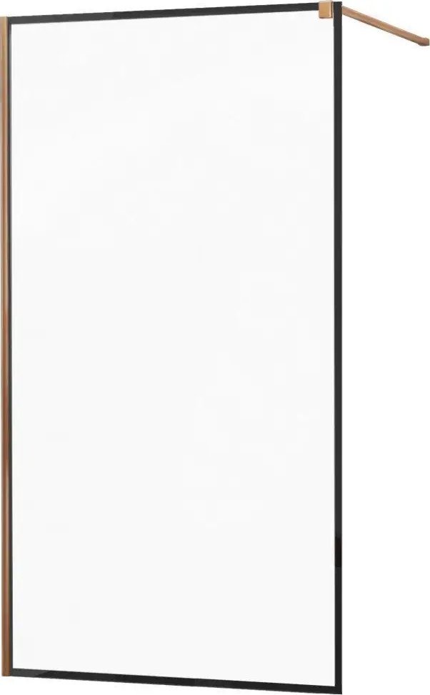 Mexen Mexen Kioto ścianka prysznicowa 100 x 200 cm, transparent/czarny wzór 8 mm, różowe złoto - 800-100-101-60-70