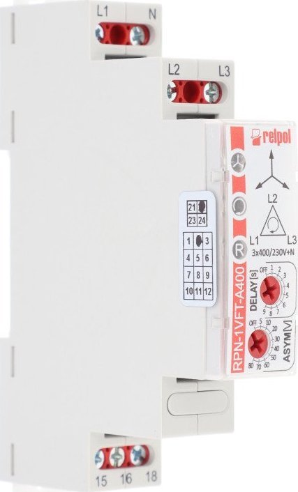 Relpol Przekaźnik nadzorczy 3-fazowy 1P 3(N)400/230V AC 50/60 Hz RPN-1VFT-A400 864374