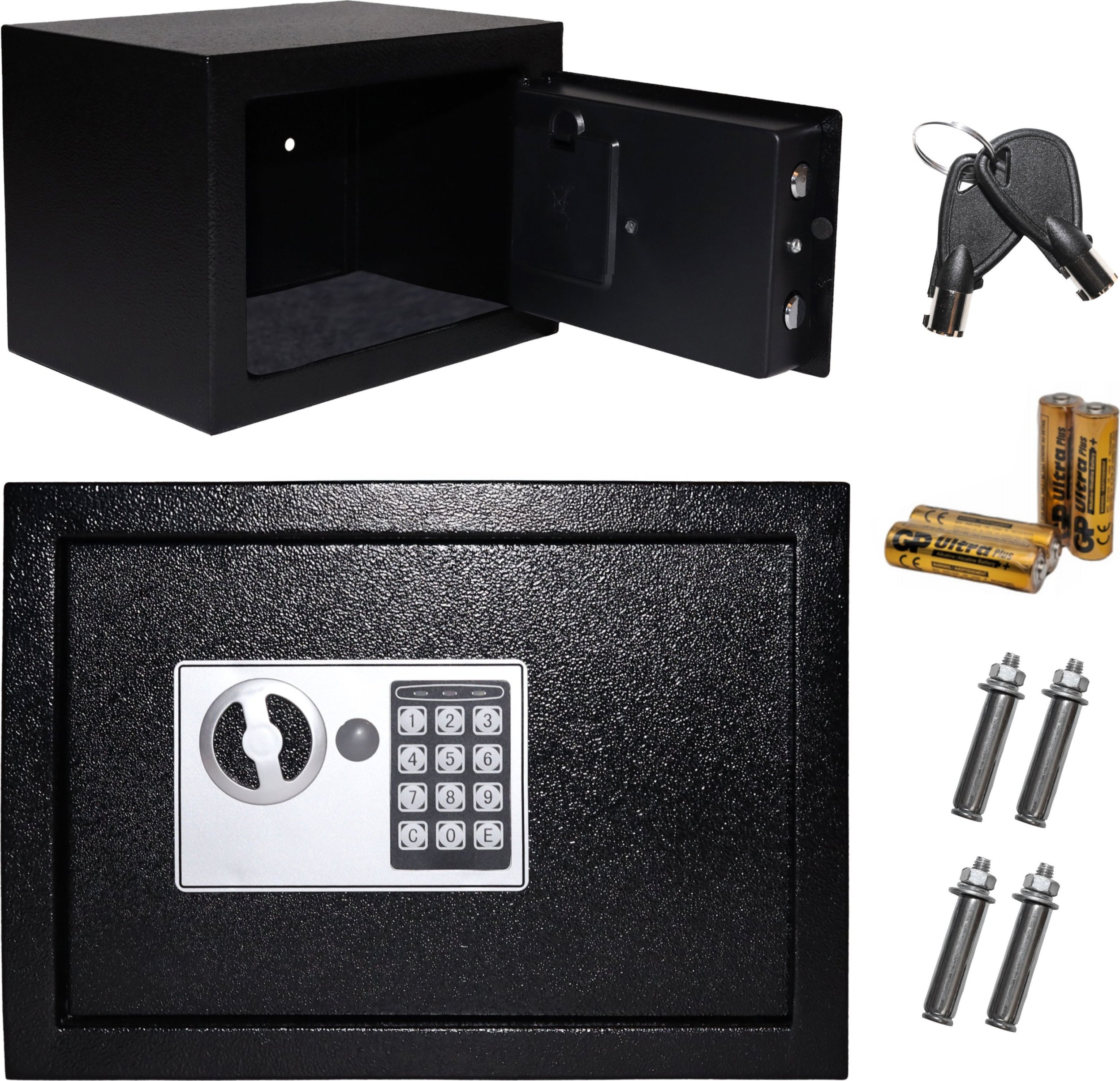 Sejf domowy biurowy zamek elektroniczny szyfrowy kluczyk kod XXL 35x25x25 cm