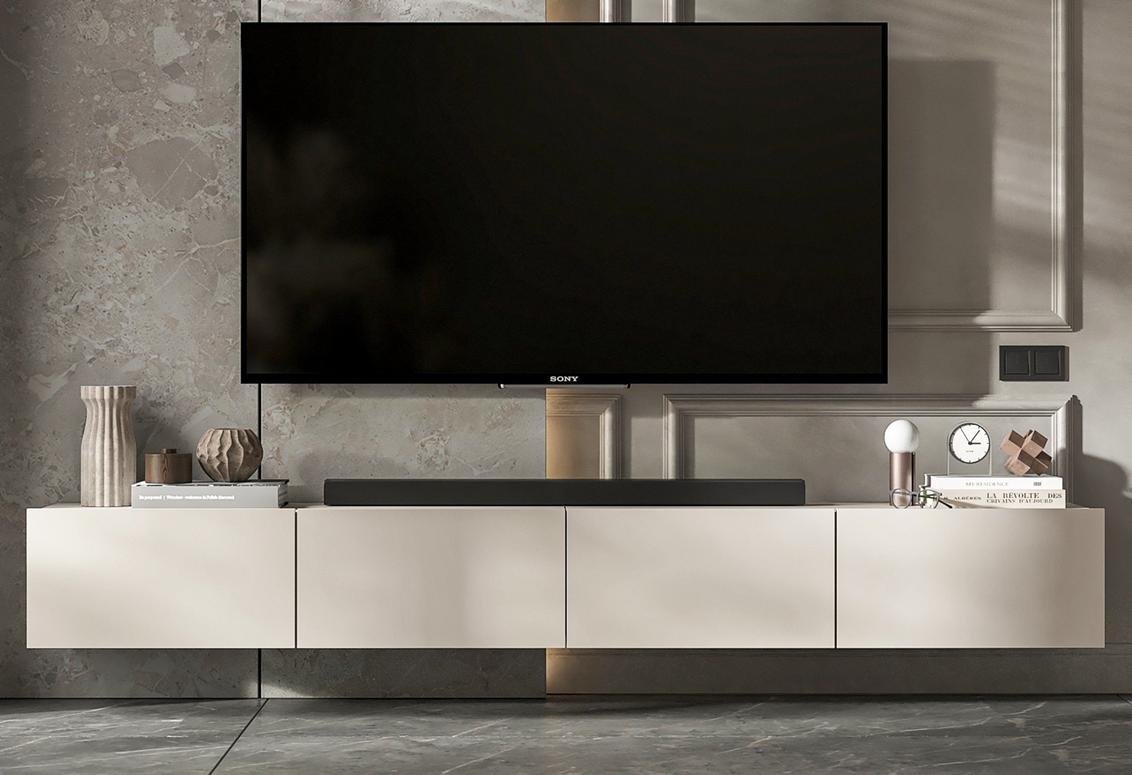 Wisząca Szafka RTV Loft kaszmir Mat komoda RTV 240 cm