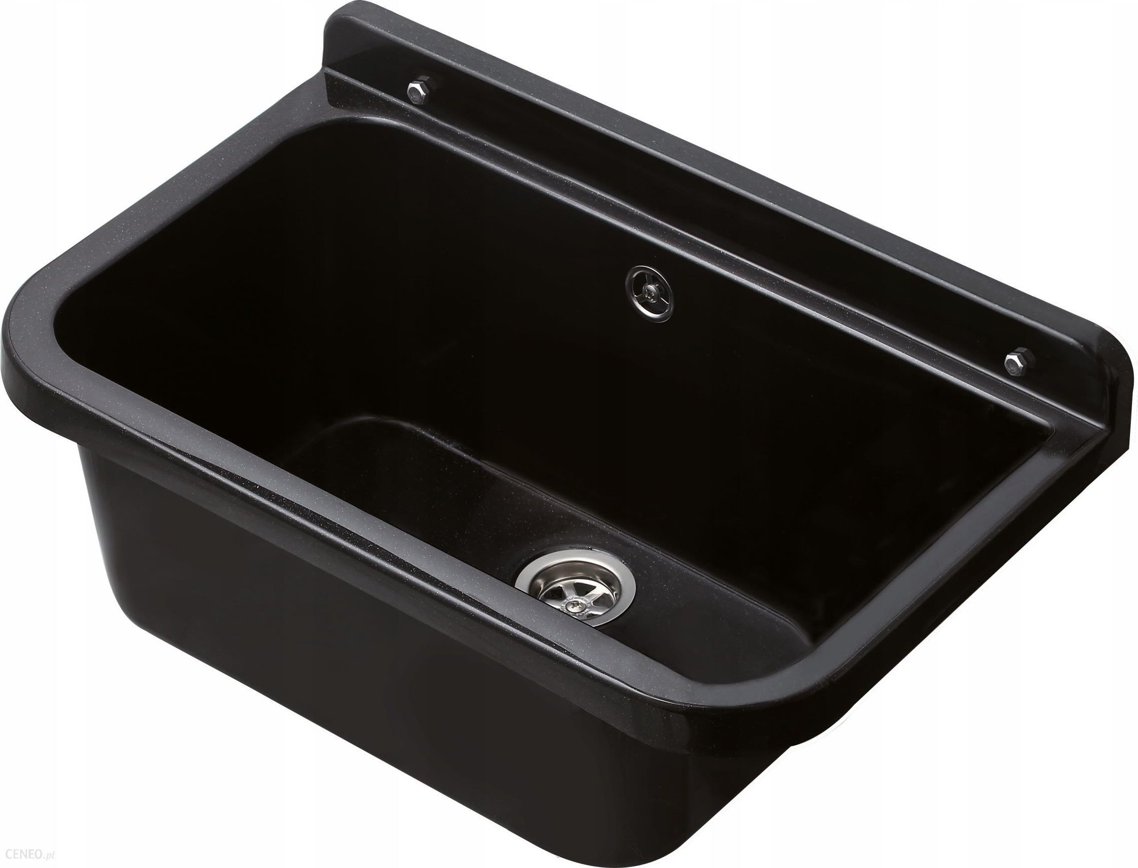 Zlewozmywak Hydroland ZLEW.50 KOMORA GOSPODARCZA CZARNA POLIPR. 50X34X21 + SYFON [ PRZEL.ZESTAW MONTAŻ.+KOREK+ MOŻLIWOŚĆ MONTAŻ.BATERII STOJ.I DOZOWNI