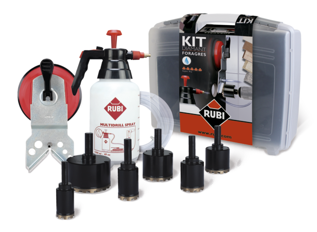 Rubi Zestaw Foragres do wiercenia na mokro koronki 20-65mm prowadnica hydronetka walizka (50903)