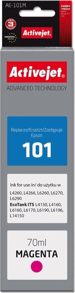 Tusz Activejet Activejet Tusz AE-101M Buteleczka z atramentem - zamiennik Epson 101 Supreme 70 ml magenta -