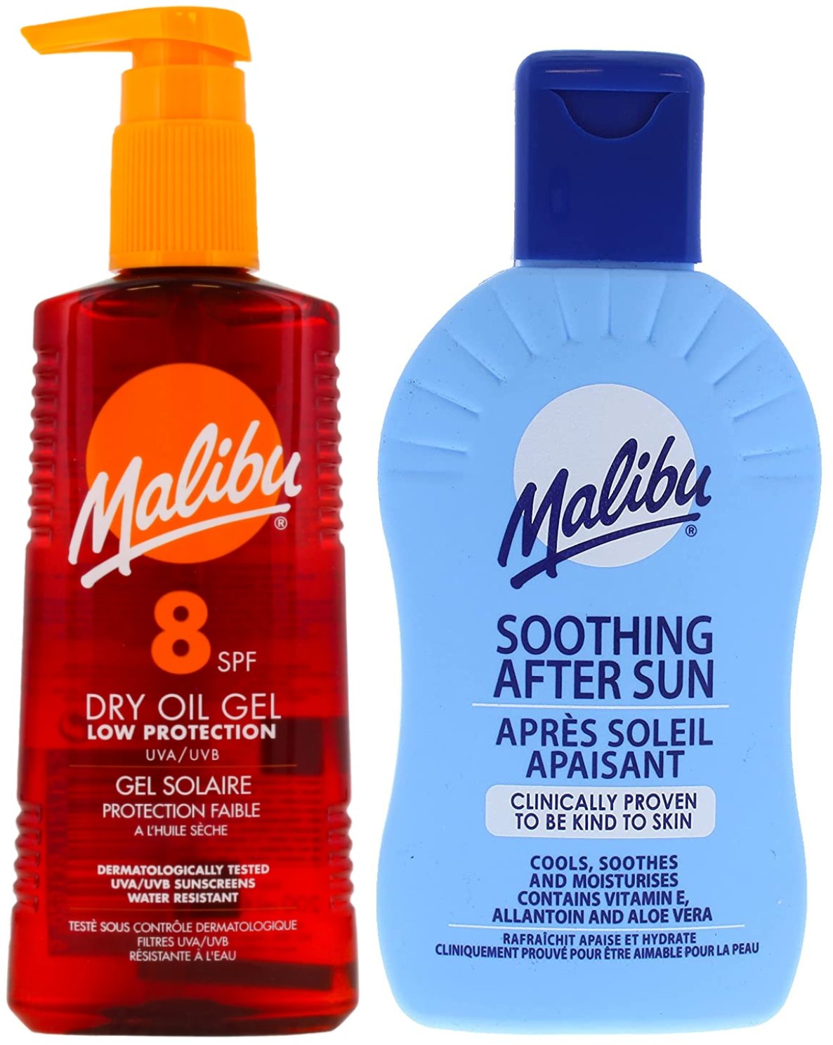 Malibu SPF8 Żel Brązujący Do Opalania 200ml + Balsam Po Opalaniu 200ml