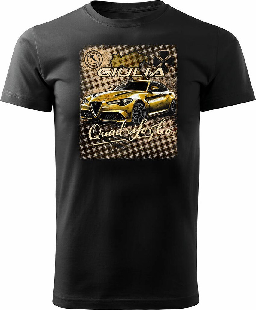 Topslang Koszulka z samochodem Alfa Romeo Giulia Quadrifoglio męska czarna REGULAR XL