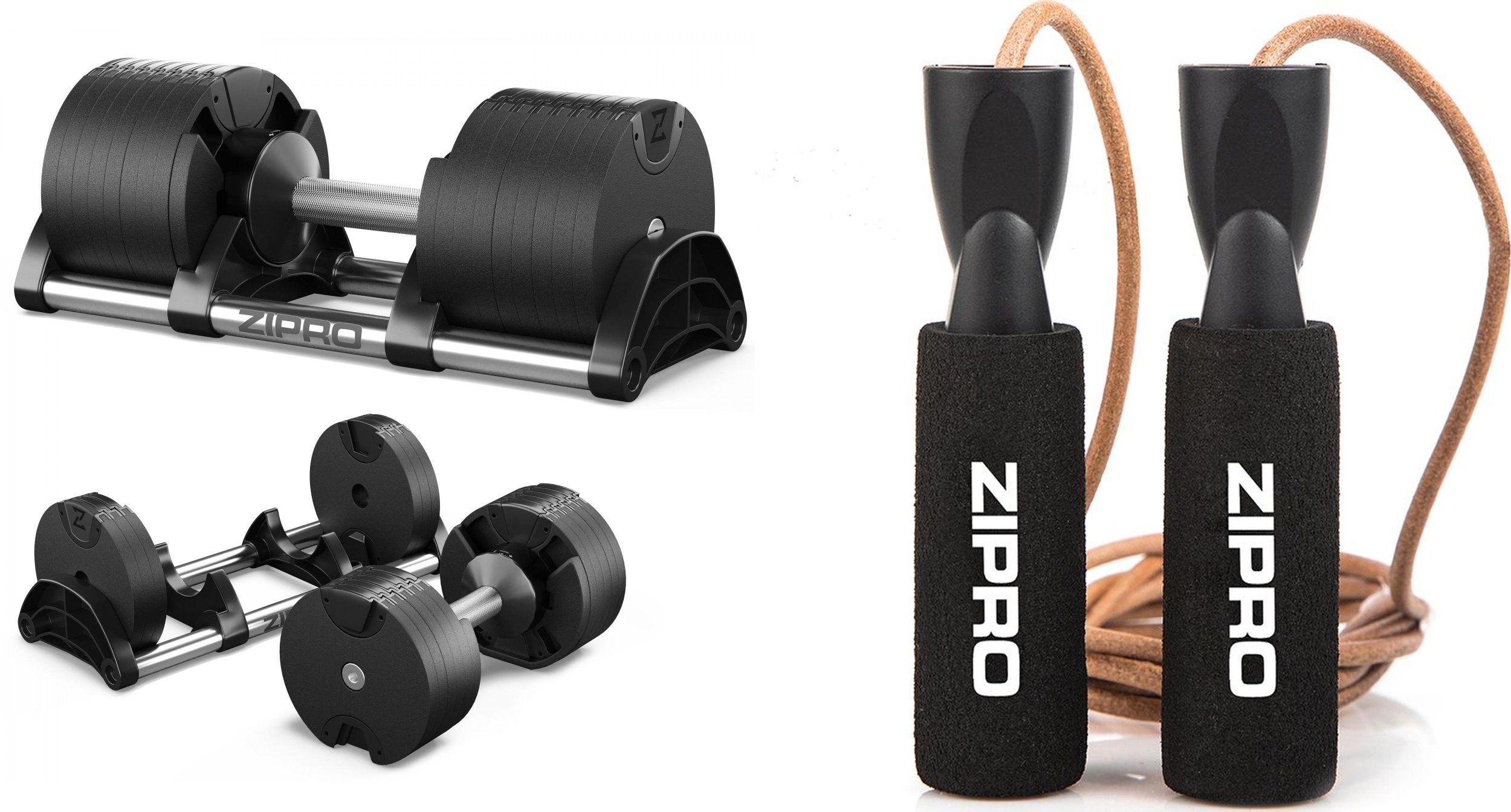 Zipro Hantla z regulowanym obciążeniem ROUND 36 kg + skakanka Zipro