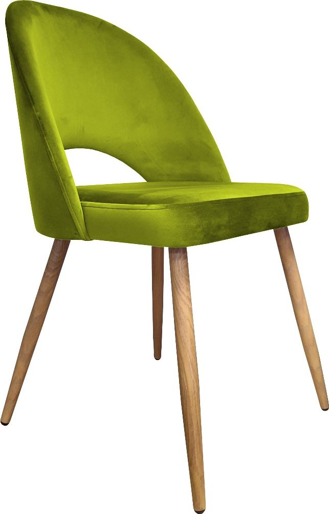 Atos Krzesło ISKAR 2 BL VELVET oliwkowe/dąb na metalowych nogach ATOS