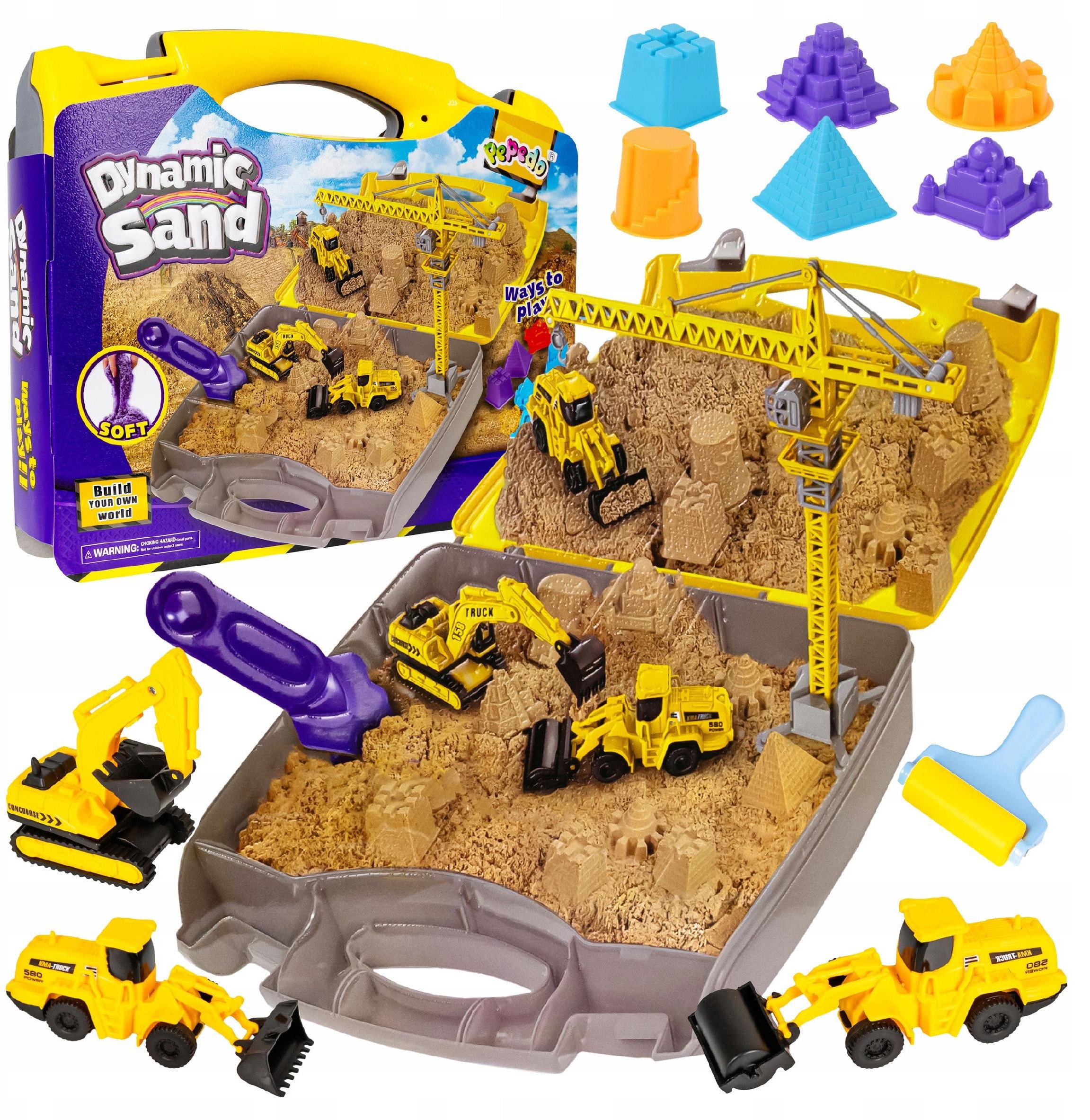 Piasek Kinetyczny Pojazdy Budowlane Duży Zestaw Xxl Dla Dzieci Piaskownica