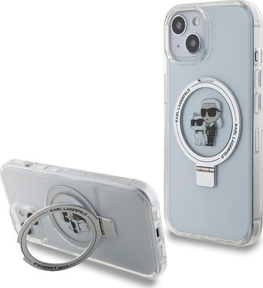 Karl Lagerfeld Karl Lagerfeld KLHMP14SHMRSKCH iPhone 14 / 15 / 13 6.1" biały/white hardcase Ring Stand Karl&Choupettte MagSafe