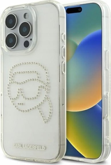Karl Lagerfeld KLHCP16XHKHDCELT iPhone 16 Pro Max 6.9" przezroczysty/transparent hardcase IML Rhinestones Karl Head