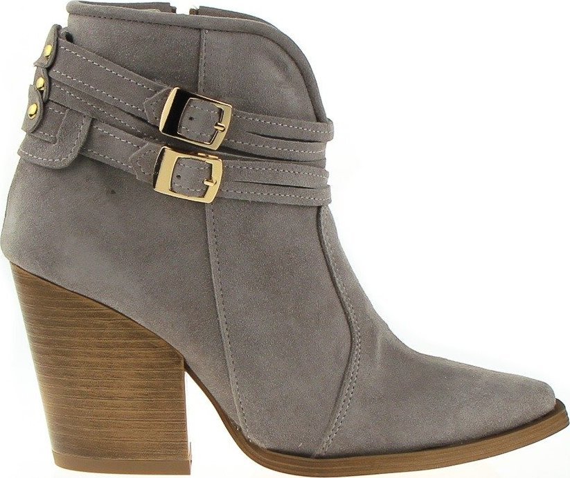 Wolski Botki zamszowe skórzane na słupku beżowe J. Wolski-38