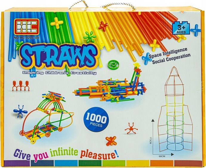 Słomki Konstrukcyjne, Klocki Edukacyjne, Patyczki 1000 Elementów