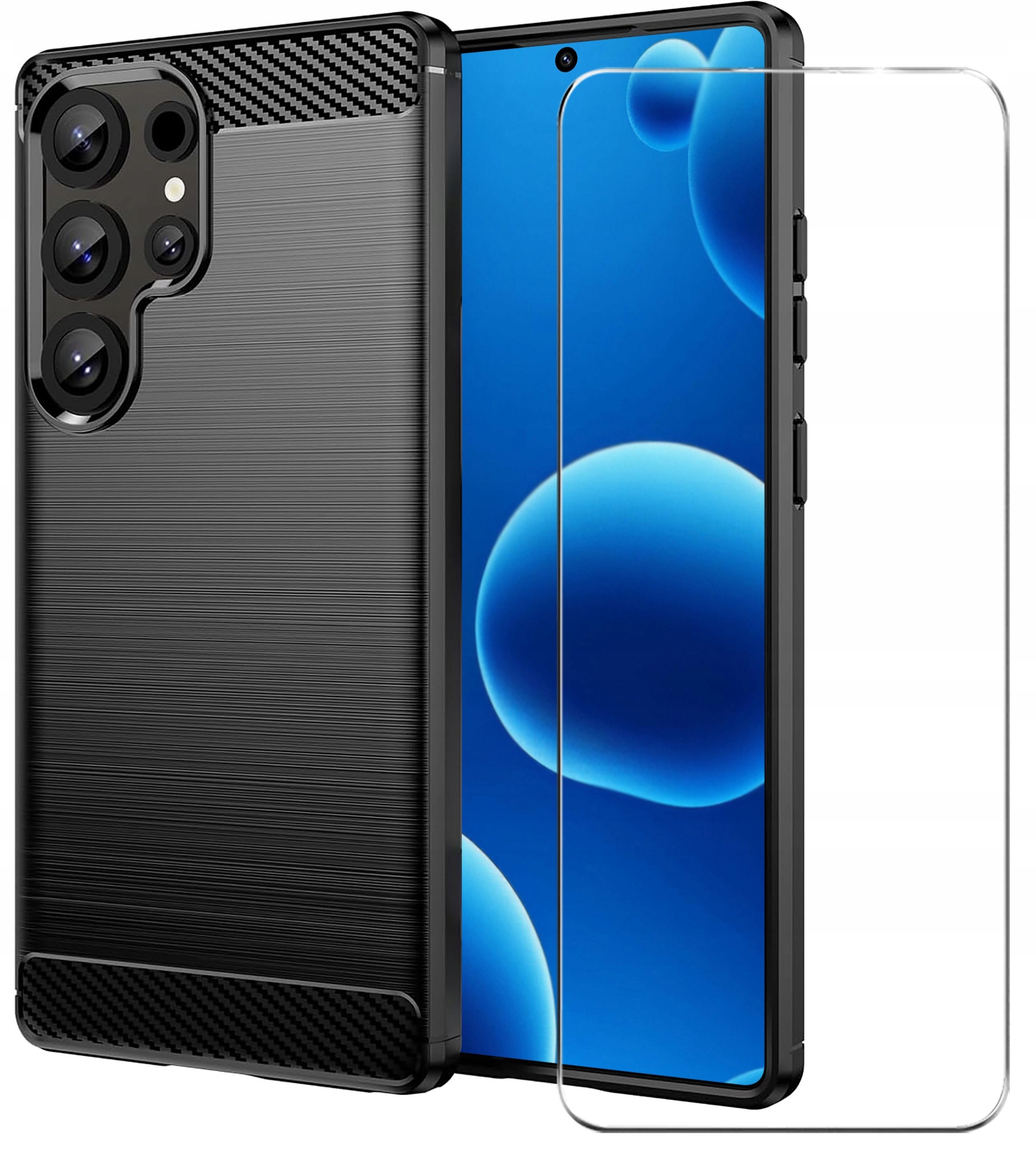 Etui do Samsung Galaxy S25 Ultra Pancerne Carbon CASE + Szkło OCHRONNE 9H