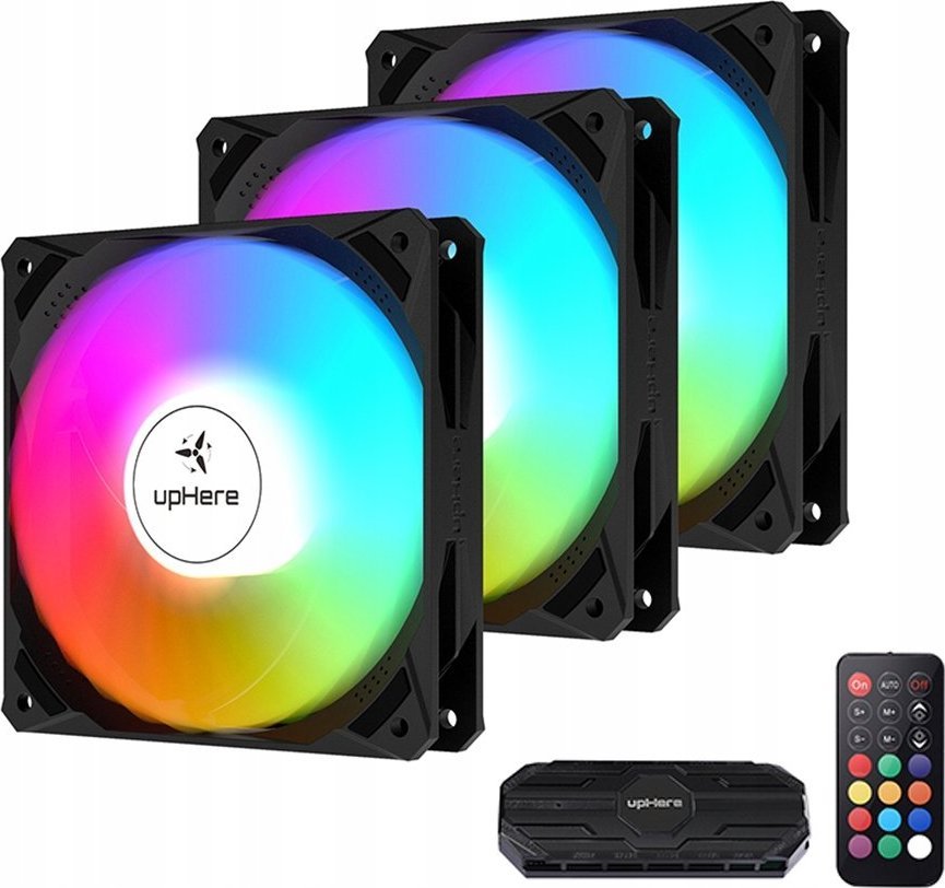 Wentylator upHere NK1206 ARGB Czarny 4-pack + Hub + Pilot