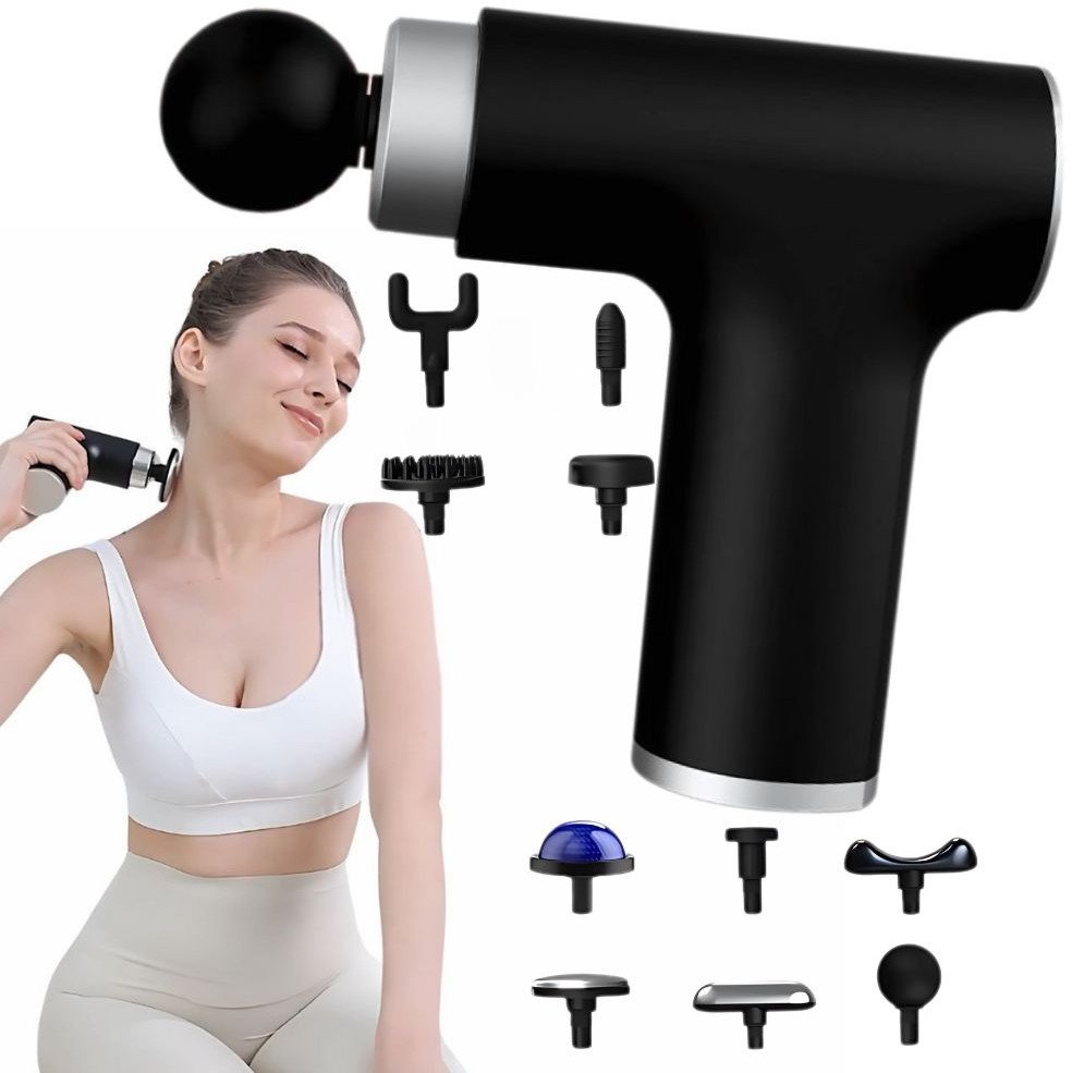 Pistolet do masażu masażer mocny rozgrzewający chłodzący 10 koncówek usb