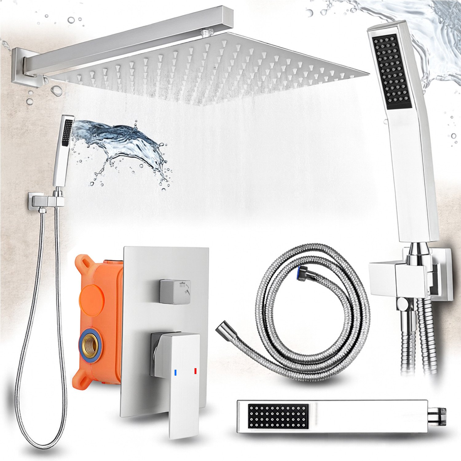 Zestaw prysznicowy podtynkowy Heckermann MS-25602 Srebrny Kolumna prysznicowa