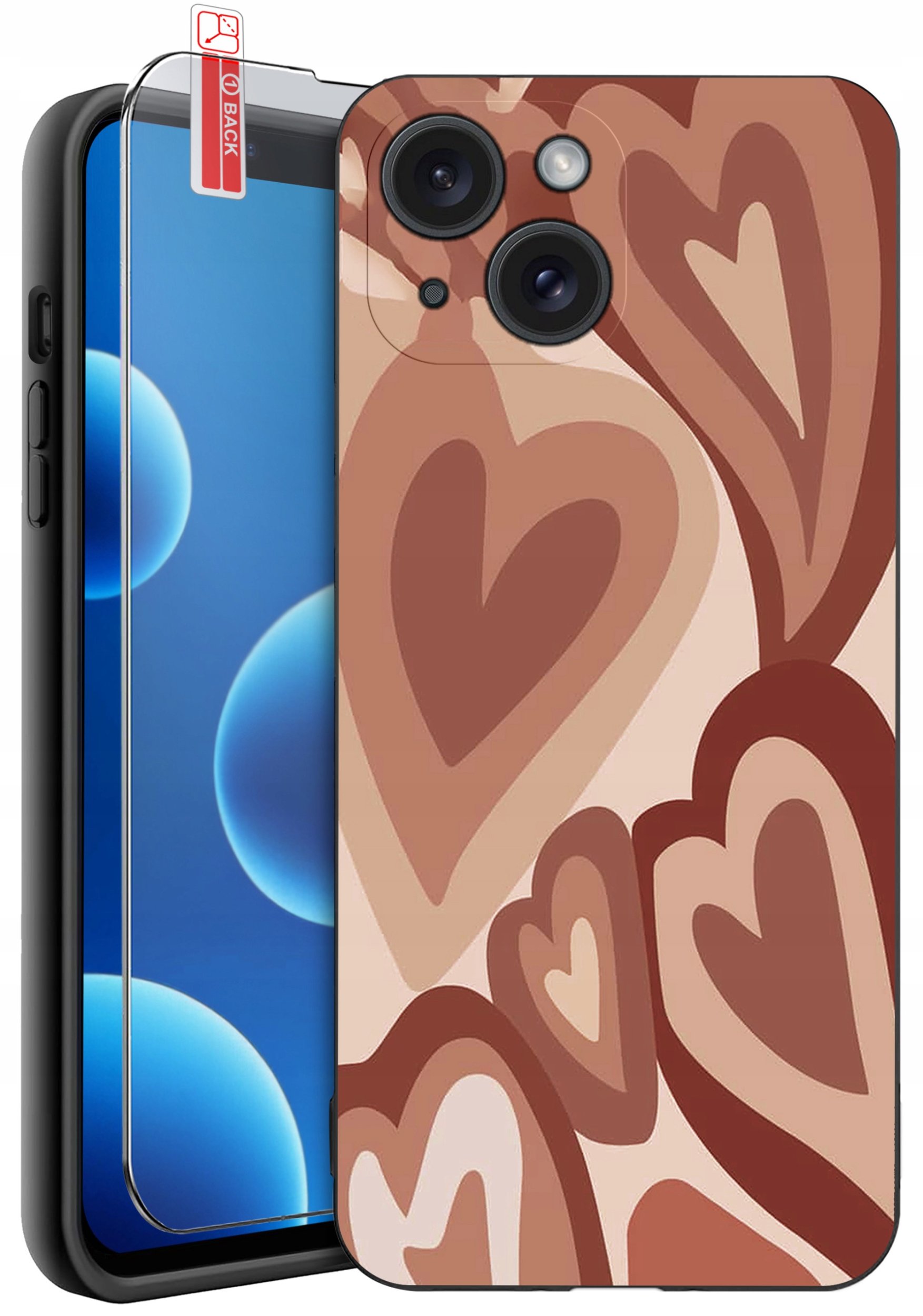 ETUI do iPhone 13 | 14 | WZORY | SILIKONOWE MATT CASE + SZKŁO 9H