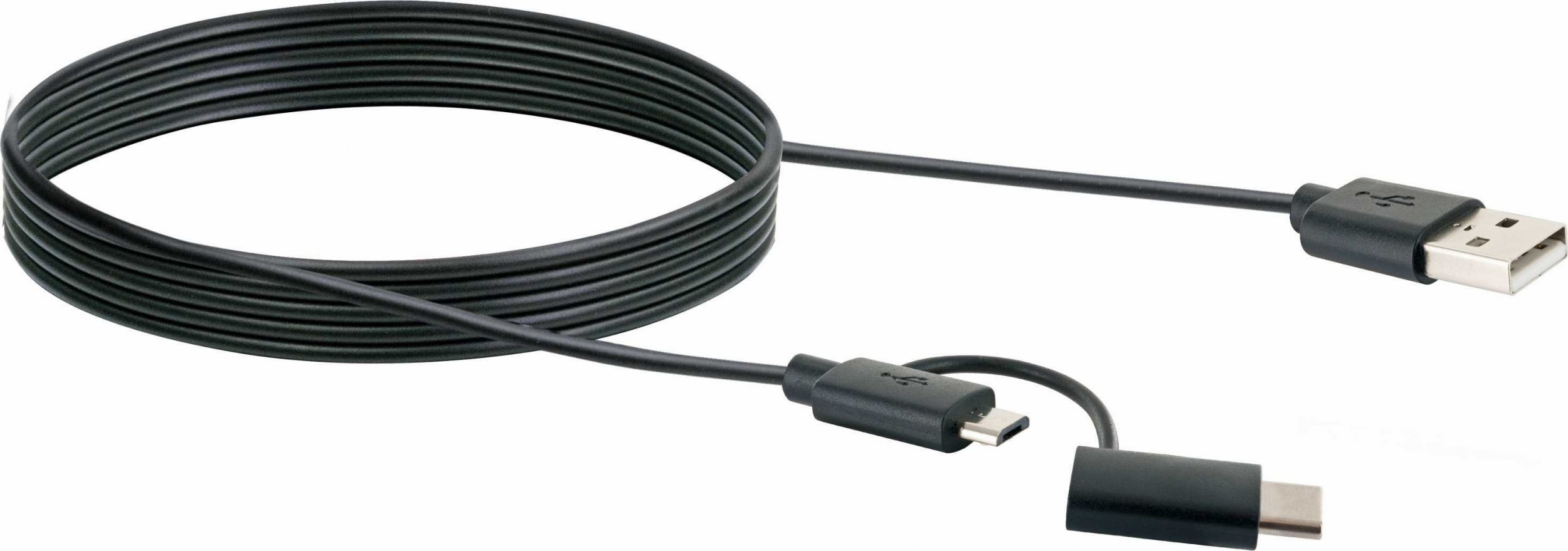 Kabel USB Schwaiger USB-A - microUSB + USB-C 1 m Czarny (CK3112533)