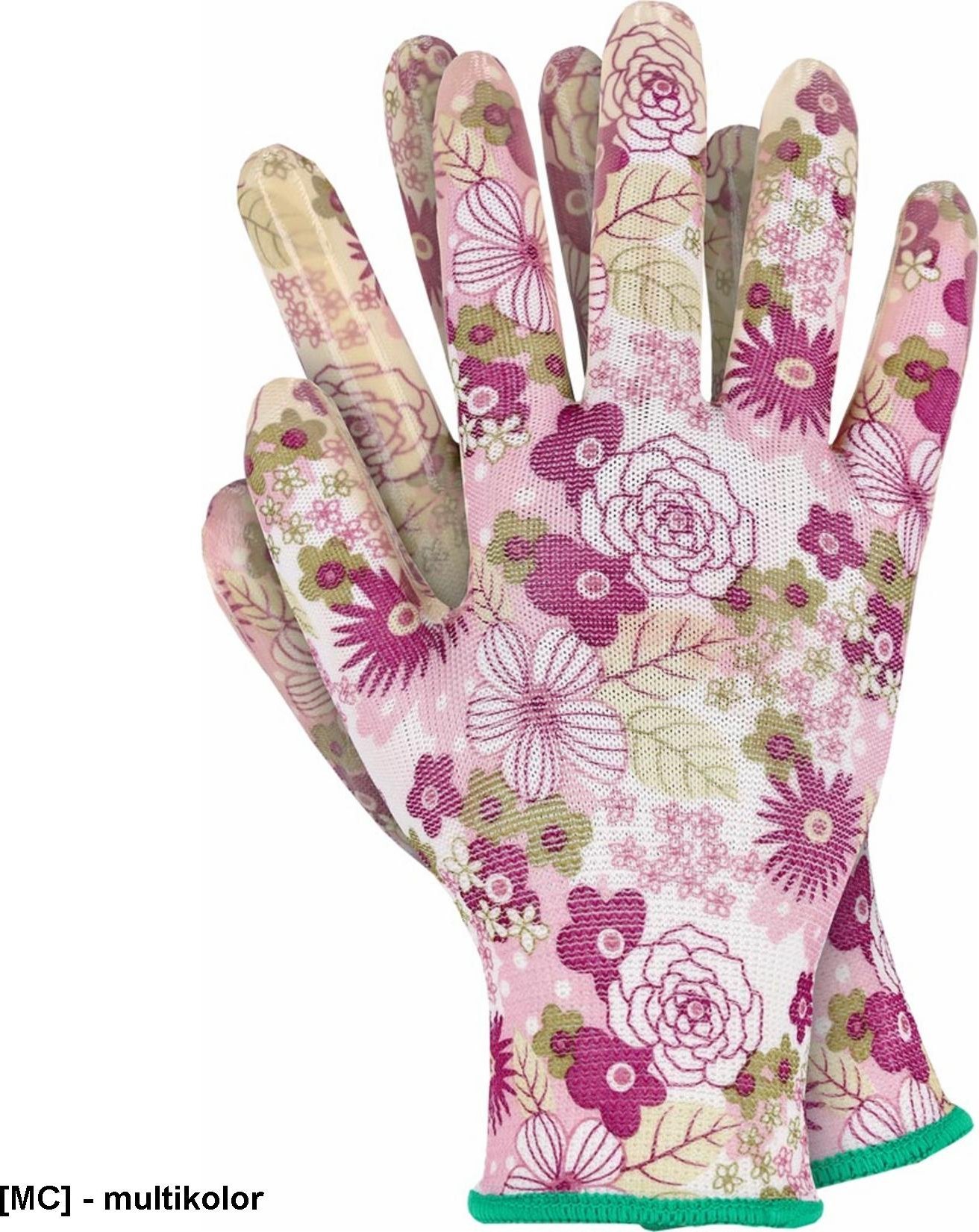 R.E.I.S. OX-POLIFLOWER - Rękawice ochronne dzianina powleczone nitrylem rozciągliwe wytrzymałe prace ogólno mechaniczne domowe 8