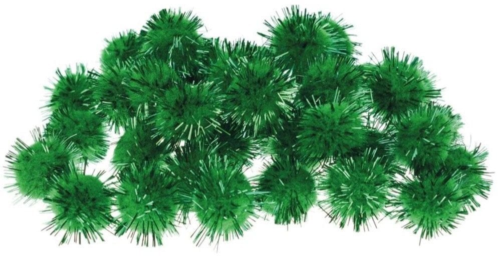 Pompony zielone metaliczne 20mm 40szt