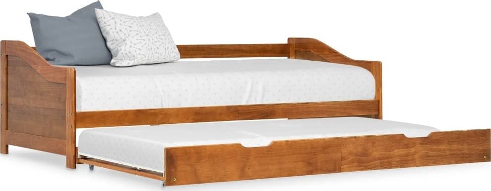 vidaXL Wysuwane łóżko, miodowy brąz, drewno sosnowe, 90x200 cm