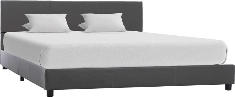 vidaXL Rama łóżka, szara, sztuczna skóra, 160 x 200 cm