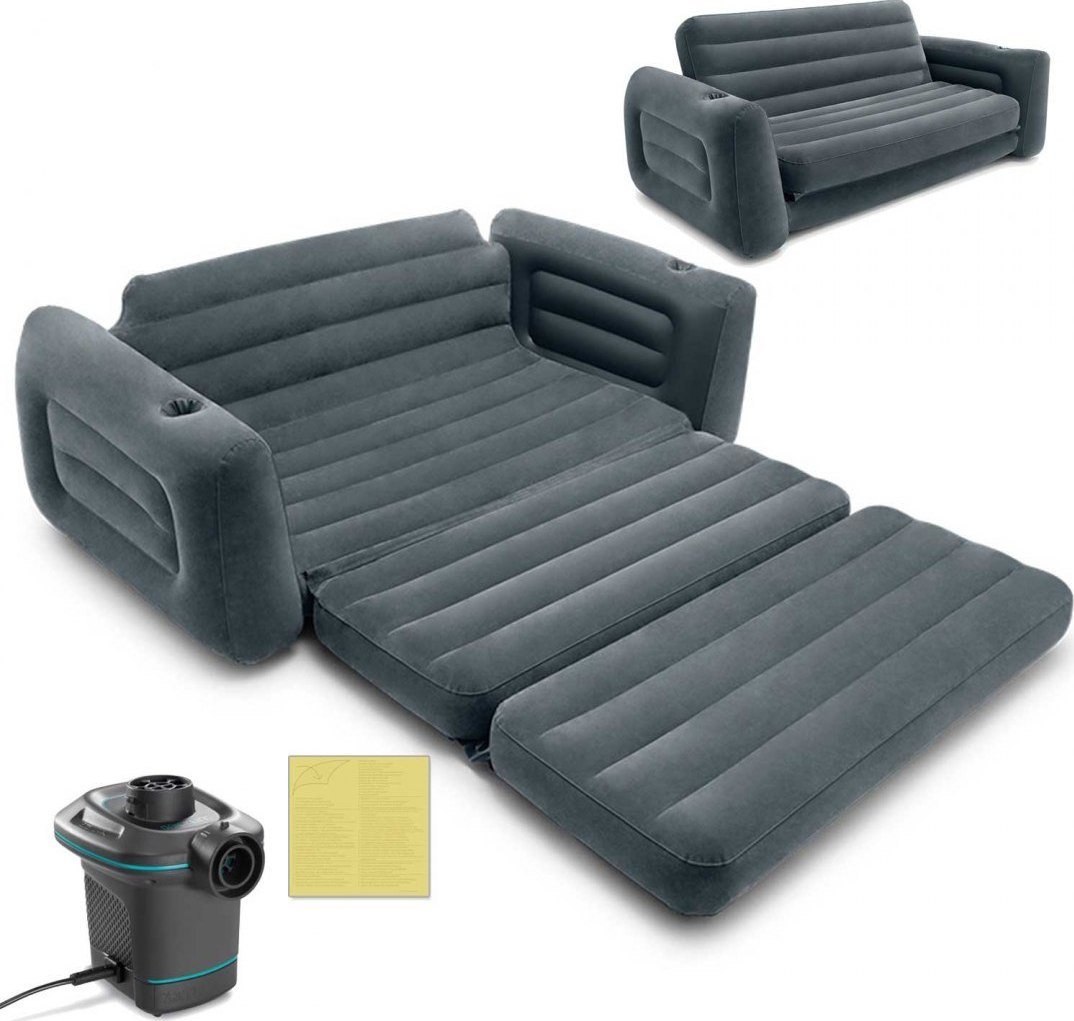 Intex Sofa Materac welurowy 2 OS 2W1 + pompka 66552+66640