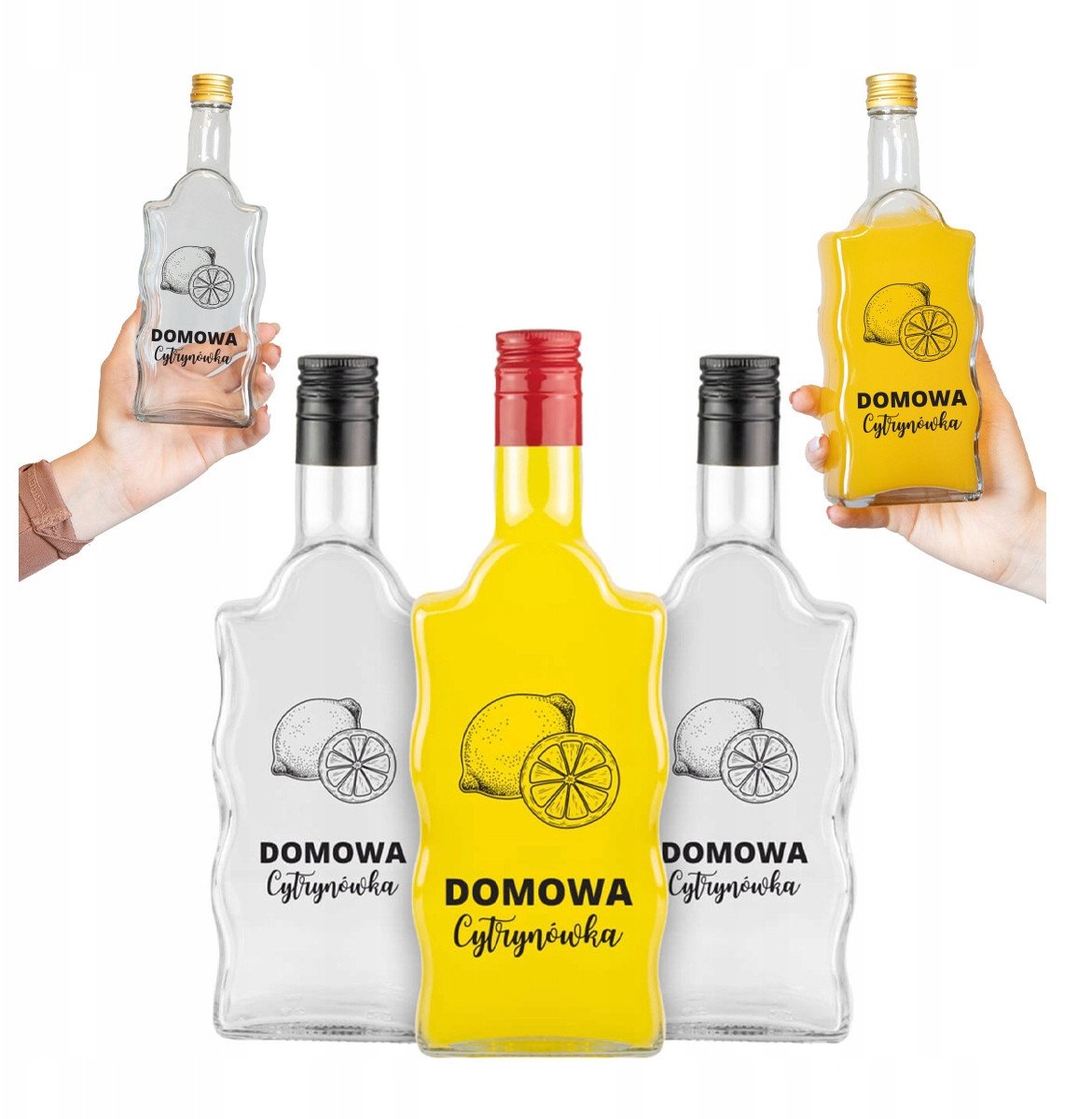 10X Butelki FALA 500ml nadruk DOMOWA CYTRYNÓWKA Butelki Szklane Na Nalewki