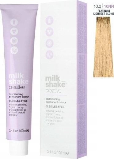 Milk Shake, Creative, SLS/SLES-Free, Permanent Hair Dye, 10.010NN Platinum Lightest Blond, 100 ml For Women