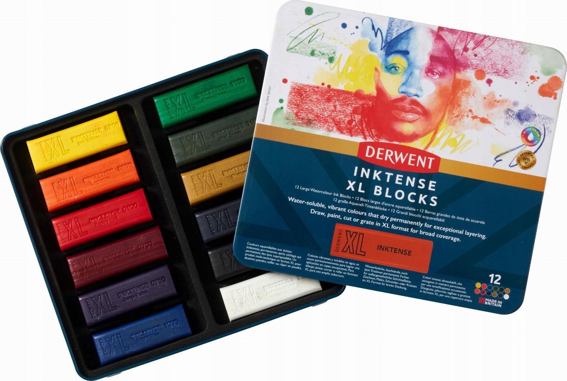 Derwent XL Inktense Blocks 12 stk tin