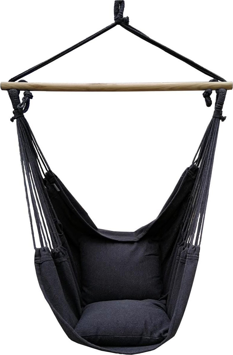 HAMAK FOTEL BRAZYLIJSKI 100X130CM I 2 PODUSZKI 40x40CM CZARNY