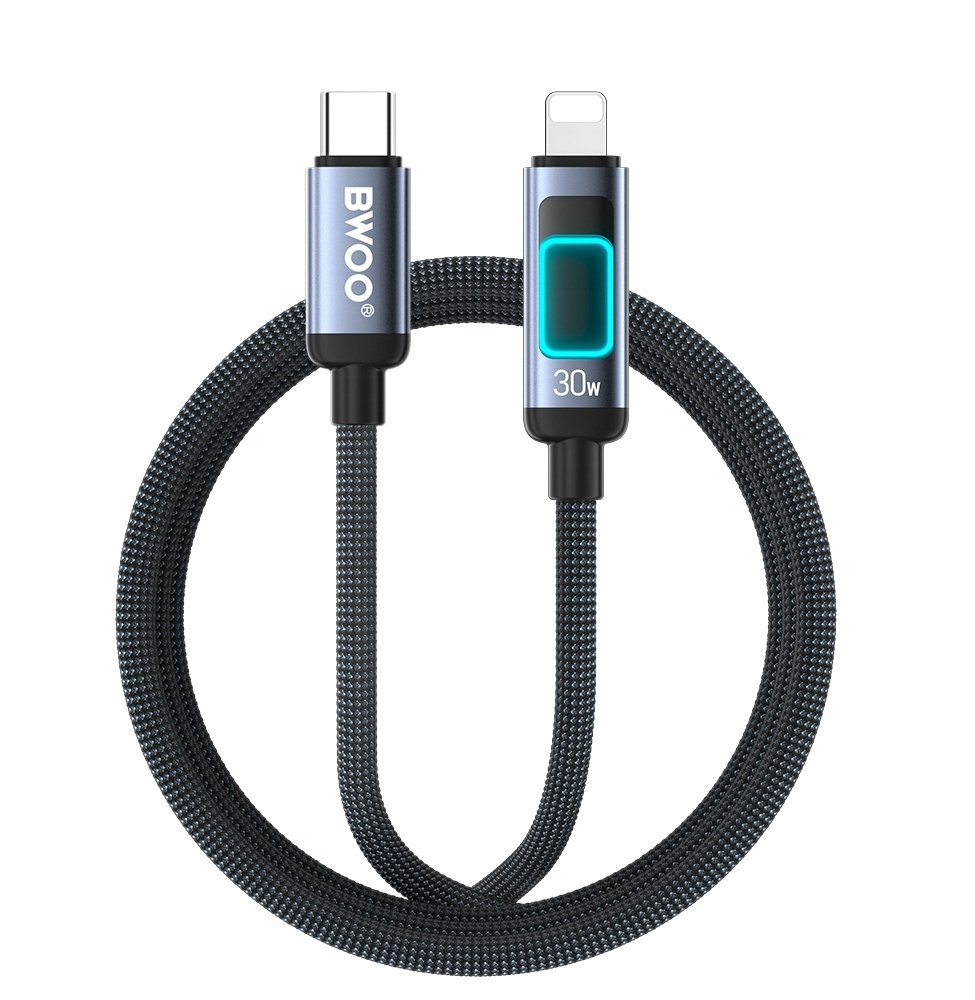 BWOO kabel pleciony z podświetleniem PD 27W X324CL USB-C - Lightning
