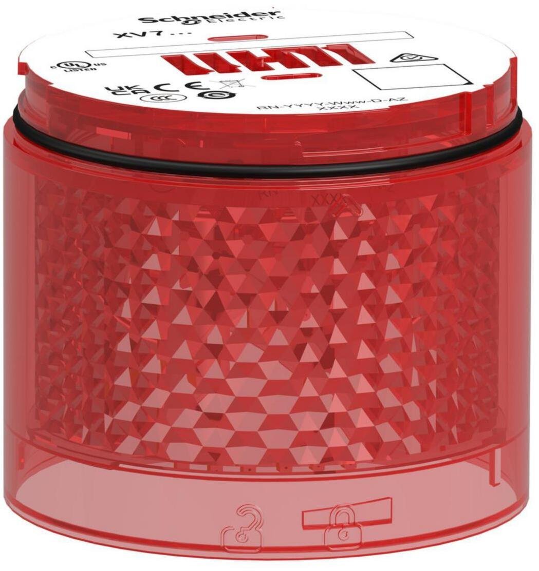 Moduł świetlny, kolumna świetlna, czerwony, Ø70mm, migający, kolorowa soczewka, Harmony XVB7, XVB7C54