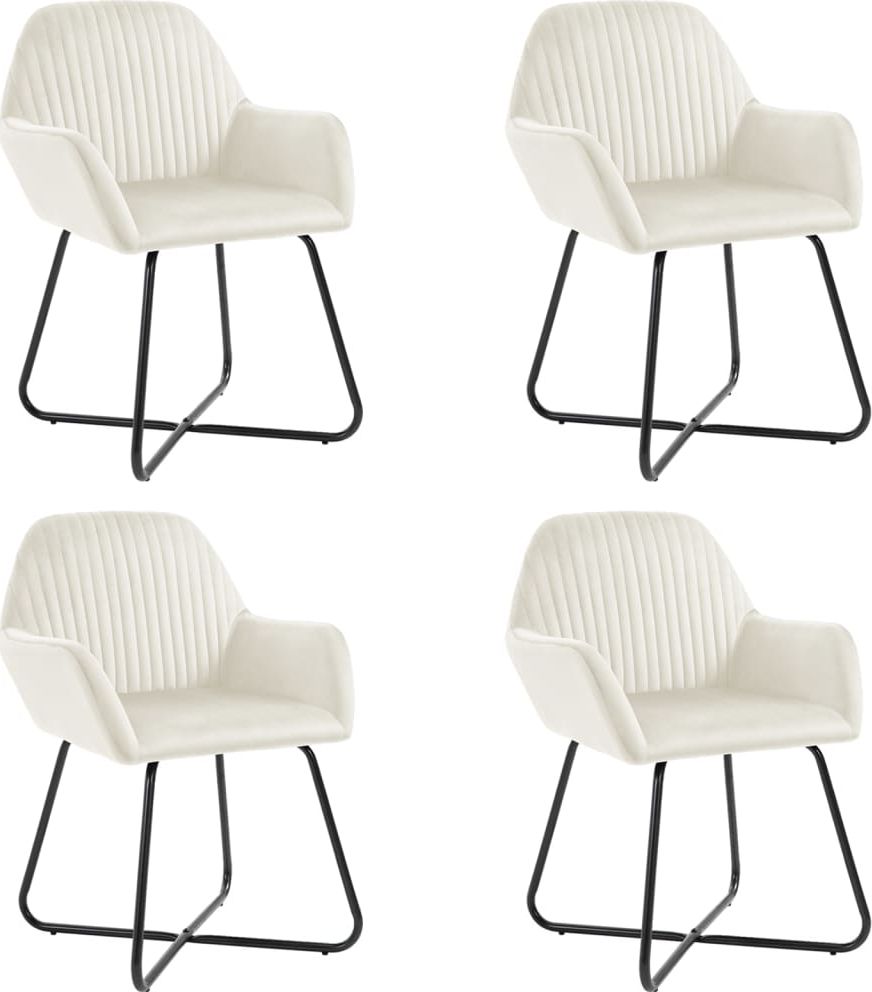 vidaXL Krzesła jadalniane, 4 szt., kremowe, aksamitne (277013)