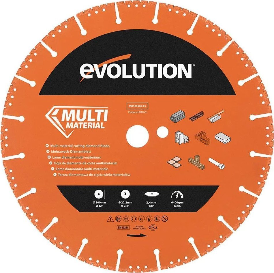 Evolution Tarcza diamentowa segmentowa Evolution MD300SEG-CS 300mm do cięcia wielu materiałów