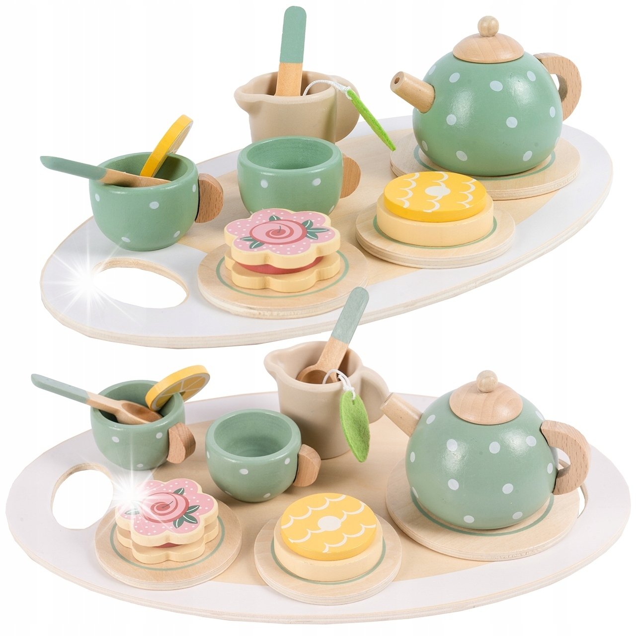 Drewniany zestaw do herbatki dla dzieci solidny serwis do zabawy filiżanki