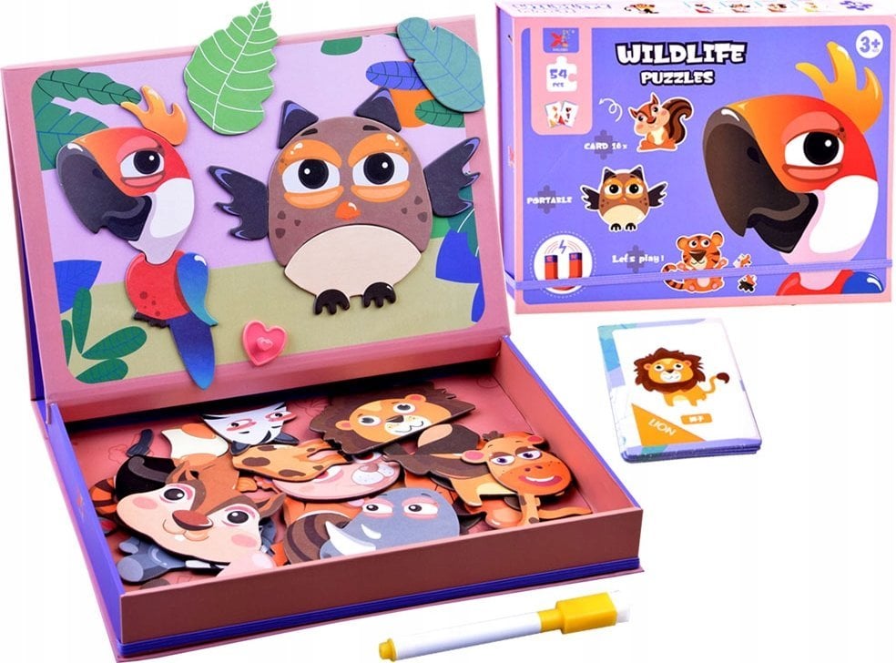 Puzzle magnetyczne zwierzęta 54el tablica ZA3971